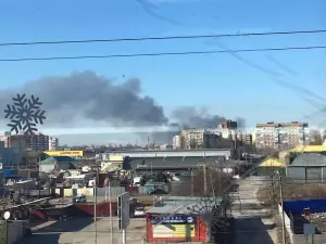 Под Таганрогом в СНТ на большой площади горит поле