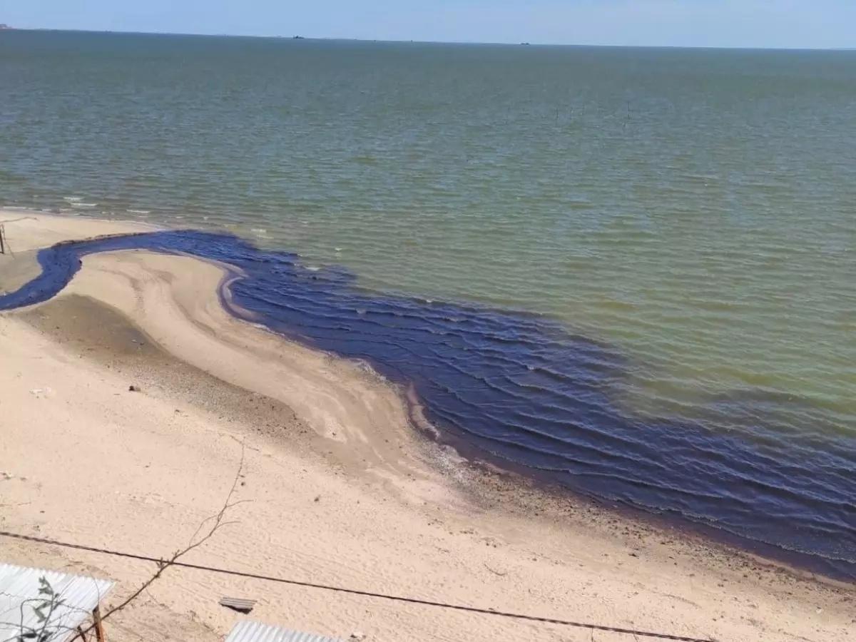 В Таганрогский залив слили неизвестную черную жидкость